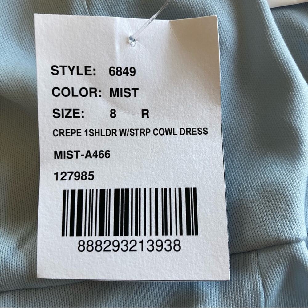 After Six NWT One Shoulder Draped Cowl Maxi Dress In Mist Size 8 - Picture 6 of 8